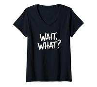 Femme C'est Quoi Drôle Confus Humour Sarcasme Citation T-Shirt avec Col en V