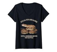 Femme C'est tout le plaisir et les jeux jusqu'à Ratttlesnake T-Shirt avec Col en V