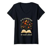 Femme C'est Un Bon Moment pour Lire Les Amateurs de Livres de Printemps T-Shirt avec Col en V