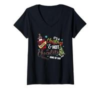 Femme C'est Un Film de Noël, Une journée comme Le Chocolat Chaud T-Shirt avec Col en V