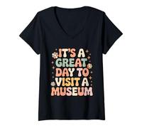 Femme C'est Un Grand Jour pour Visiter Un musée T-Shirt avec Col en V