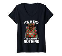 Femme C'est Un Kilt et la réponse n'est Rien Cornemuse T-Shirt avec Col en V