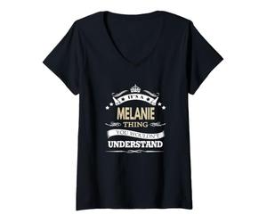 Femme C'est Un Truc de Mélanie Que tu ne comprendrais Pas T-Shirt avec Col en V