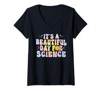 Femme C'est Une Belle journée pour Les Sciences Mignonnes Tie Dye T-Shirt avec Col en V