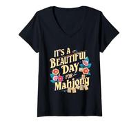 Femme C'est Une Belle journée pour Mahjong Funny Essential T-Shirt avec Col en V