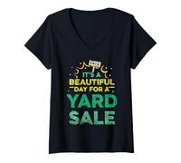 Femme C'est Une Belle journée pour Une Vente de Jardin Vendeur Amant vendant T-Shirt avec Col en V