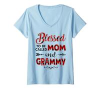 Femme C'est Une bénédiction d'être appelée Maman et Grammy T-Shirt avec Col en V