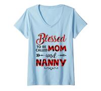 Femme C'est Une bénédiction d'être appelée Maman et Nounou drôles T-Shirt avec Col en V
