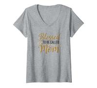 Femme C'est Une bénédiction d'être appelée Maman, Maman Mignonne T-Shirt avec Col en V