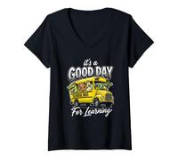 Femme C'est Une Bonne journée pour Apprendre à rentrer à l'école T-Shirt avec Col en V