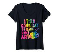 Femme C'est une bonne journée pour faire d'un artiste artistique un professeur d'art T-Shirt avec Col en V
