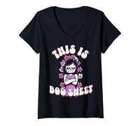 Femme C'est Une Feuille de Livre Funny Halloween T-Shirt avec Col en V