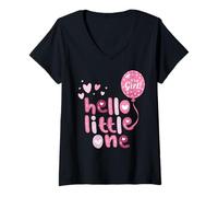Femme C'est une fille, Bienvenue dans notre famille, Baby Shower T-Shirt avec Col en V