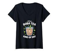 Femme C'est une sorte de thé Boba Tea de jour T-Shirt avec Col en V