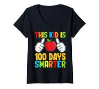 Femme Cet Enfant est 100 Jours Plus Intelligent T-Shirt avec Col en V