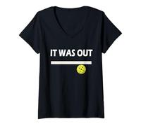 Femme C'était sorti Funny Pickleball Player Paddleball Lover T-Shirt avec Col en V