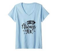 Femme C'était Toujours Un Joli Couple Amoureux de la Saint-Valentin T-Shirt avec Col en V