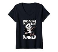 Femme Cette Chanson s'appelle Dinner Panda Lover T-Shirt avec Col en V