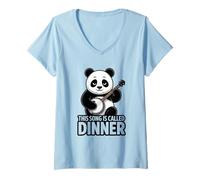 Femme Cette Chanson s'appelle Dinner Panda Lover T-Shirt avec Col en V