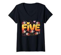 Femme Cette Coccinelle est Une Famille de 5 Ans pour 5e Anniversaire T-Shirt avec Col en V