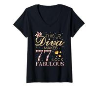 Femme Cette Diva Donne Un Look Fabuleux à 77 Ans, Jour de la Reine B T-Shirt avec Col en V