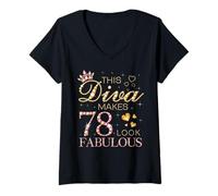 Femme Cette Diva Donne Un Look Fabuleux à 78 Ans, Jour de sa 78e Anniversaire, avec la Reine B T-Shirt avec Col en V