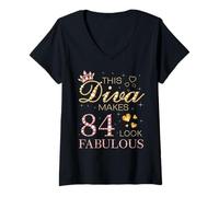 Femme Cette Diva Donne Un Look Fabuleux à 84 Ans, Le Jour de la Reine B T-Shirt avec Col en V