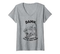 Femme Cette fichue Licorne devra Peut-être Appeler Thicc Aujourd'hui Meme T-Shirt avec Col en V
