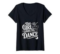 Femme Cette Fille Aime Danser Amusante et élégante amatrice de Danse T-Shirt avec Col en V