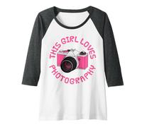 Femme Cette fille aime la photographie, photographe appareil photo Manche Raglan