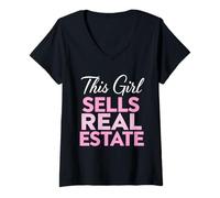 Femme Cette Fille Vend des biens immobiliers à louer, Agent Immobilier pour Femmes T-Shirt avec Col en V
