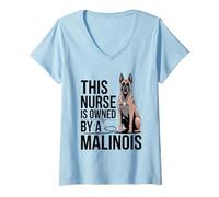 Femme Cette infirmière Appartient à Un Amoureux des Chiens Malinois T-Shirt avec Col en V