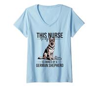 Femme Cette infirmière Appartient à Un Chien de Berger Allemand T-Shirt avec Col en V