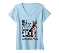 Femme Cette infirmière Appartient à Un Chien de Berger Allemand T-Shirt avec Col en V