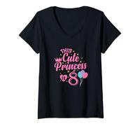 Femme Cette Jolie Princesse a 8 Ans T-Shirt avec Col en V