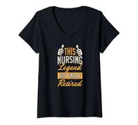 Femme Cette légende des soins infirmiers a enfin une fête de retraite T-Shirt avec Col en V
