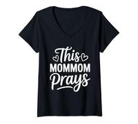 Femme Cette maman prie la foi chrétienne grand-mère T-Shirt avec Col en V