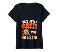 Femme Cette Petite Dinde va Devenir Grande sœur T-Shirt avec Col en V