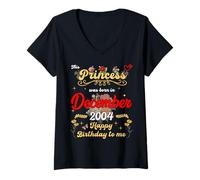 Femme Cette Princesse est née en décembre 2004 Anniversaire de décembre T-Shirt avec Col en V