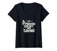 Femme Cette Princesse n'a Pas Besoin d'être sauvée T-Shirt avec Col en V