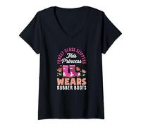 Femme Cette Princesse Porte des Bottes en Caoutchouc Amusantes pour Le Jardinage T-Shirt avec Col en V