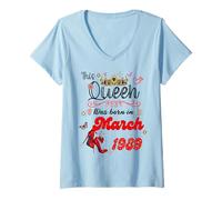 Femme Cette Reine est née en Mars 1989 Anniversaire de Mars Femmes T-Shirt avec Col en V