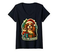 Femme Cette Saison : Cavalier King Charles Spaniel Christmas | CKCS T-Shirt avec Col en V