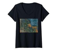 Femme Cézanne Château Noir Art Peinture T-Shirt avec Col en V
