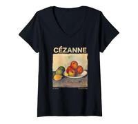Femme Cézanne Nature Morte Pommes Peinture Classique Illustration Graphique T-Shirt avec Col en V