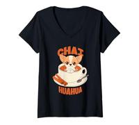 Femme Chai Chihuahua Pun T-Shirt avec Col en V