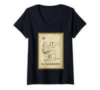 Femme Chaise de barbier Vintage Design El Barbero T-Shirt avec Col en V