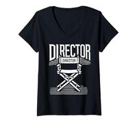 Femme Chaise de réalisateur de cinéaste, Directeur, Design Regisseur T-Shirt avec Col en V