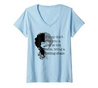 Femme Chaise Pliante avec Citation Shirley Chisholm de Seat at The Table T-Shirt avec Col en V