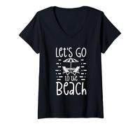 Femme Chaises de Plage d'été Let's Go to The Beach T-Shirt avec Col en V